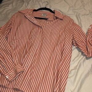 ❤️4/$10 Orange and White Button Up Blouse